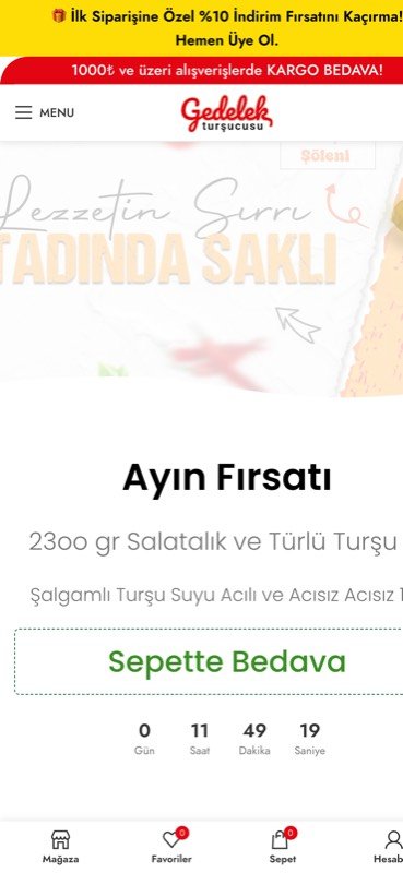 Gedelek Turşucusu — mobil görünümü